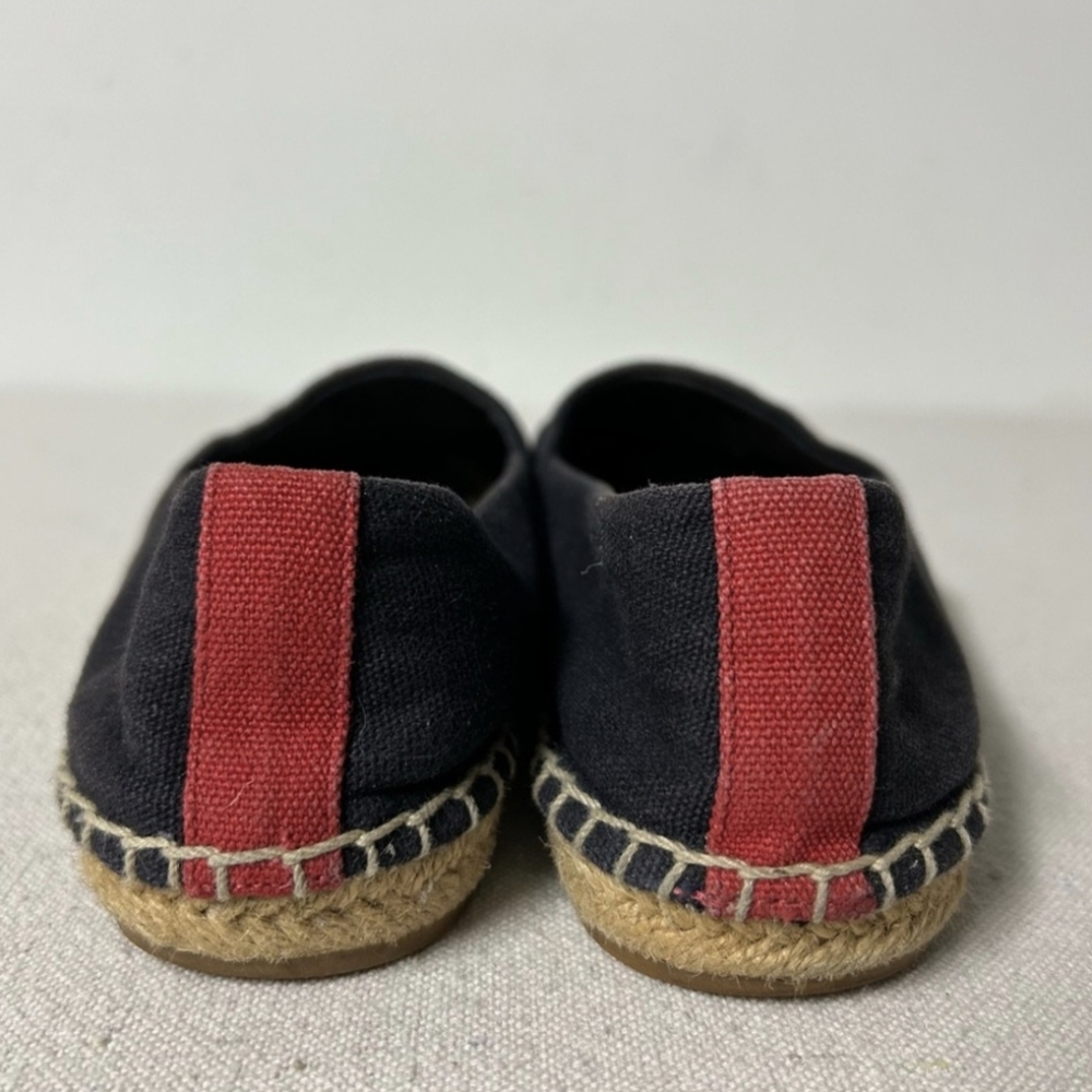 Tory Burch Weston Espadrille Women’s 6 Navy Blue Canvas Red Logo Slip On Shoes - Picture 5 of 9